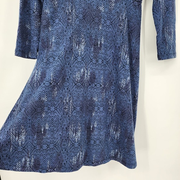 Patagonia Metairie Dress M Surplice V Neck Organic Cotton A Line Flare Navy Blue - Picture 9 of 13